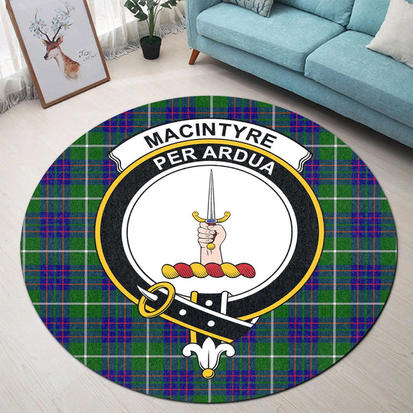 Scottish Tartan MacIntyre Hunting Modern Clan Round Rug Crest Style