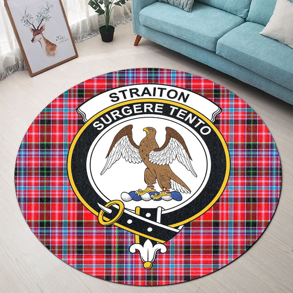 Scottish Tartan Straiton Clan Round Rug Crest Style