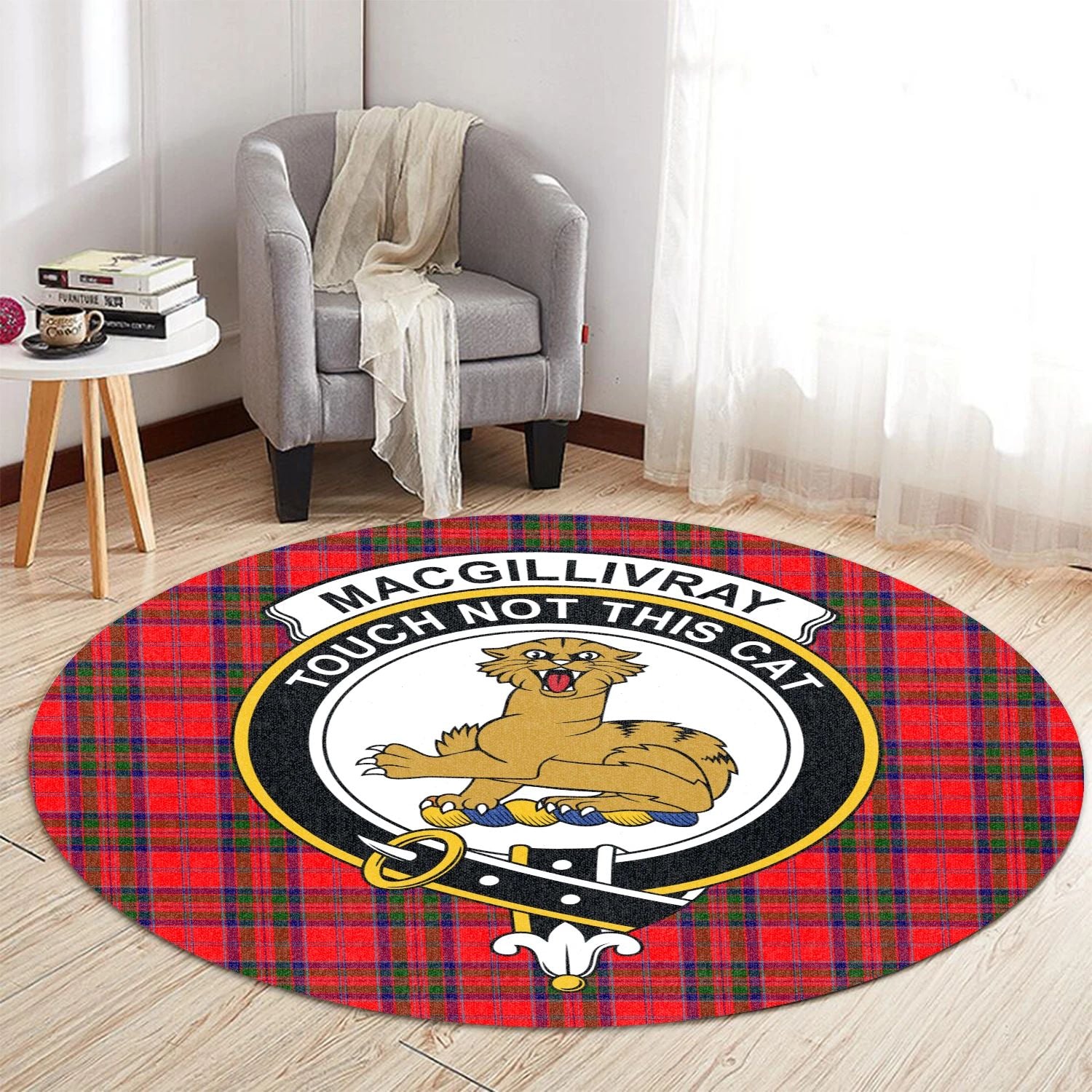 Scottish Tartan MacGillivray Modern Clan Round Rug Crest Style