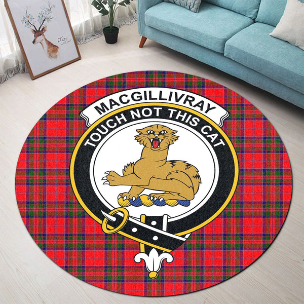 Scottish Tartan MacGillivray Modern Clan Round Rug Crest Style