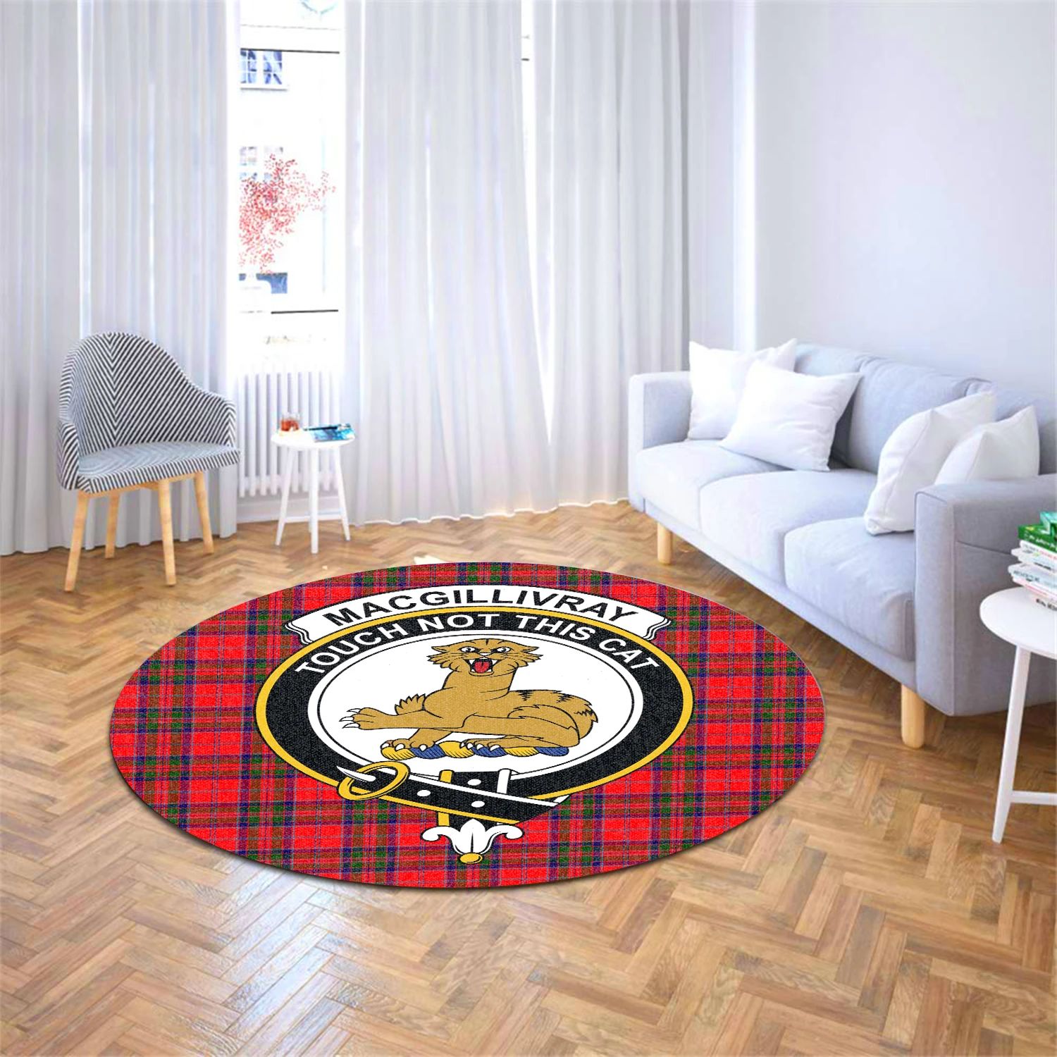 Scottish Tartan MacGillivray Modern Clan Round Rug Crest Style