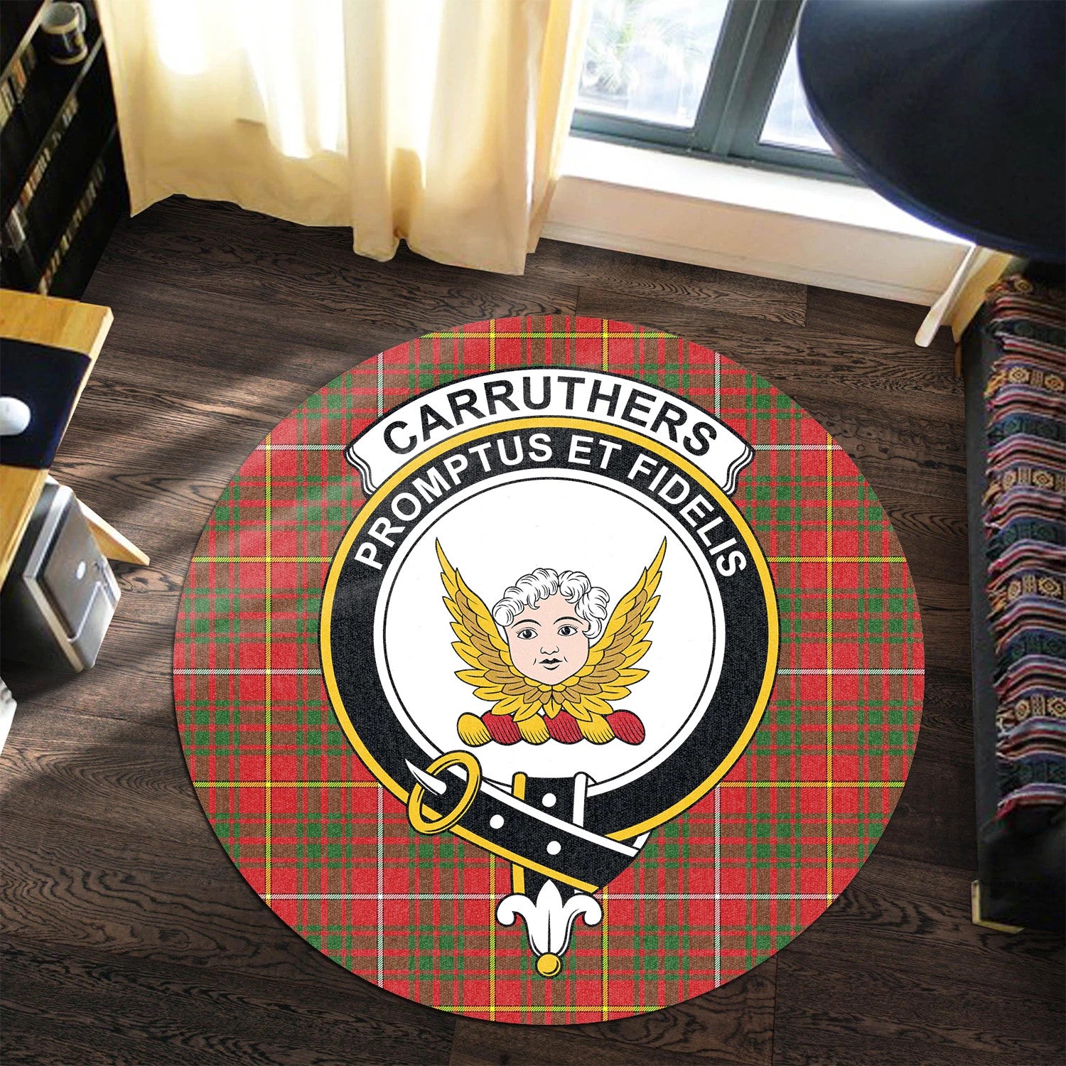 Scottish Tartan Carruthers Modern Clan Round Rug Crest Style