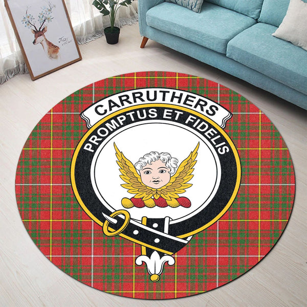 Scottish Tartan Carruthers Modern Clan Round Rug Crest Style