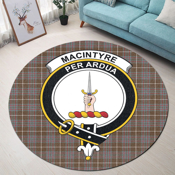 Scottish Tartan MacIntyre Hunting Weathered Clan Round Rug Crest Style