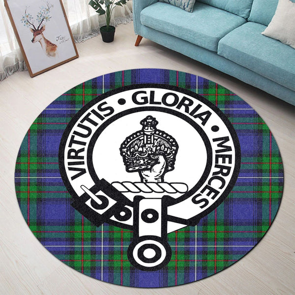 Scottish Tartan Donnachaidh Clan Round Rug Crest Style