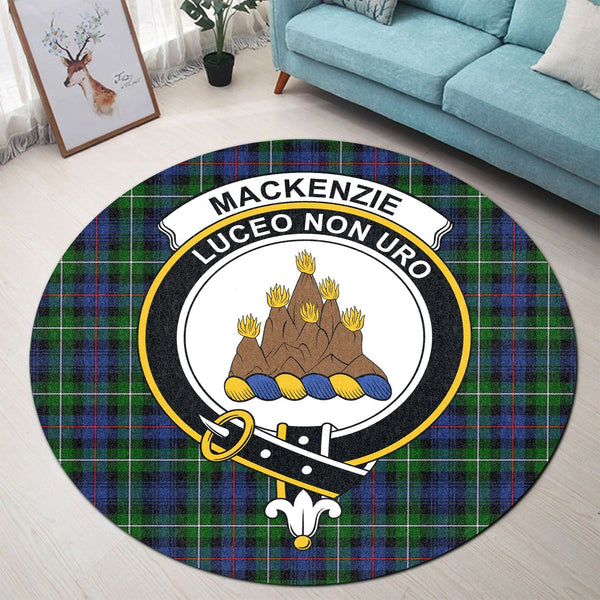 Scottish Tartan MacKenzie Modern Clan Round Rug Crest Style