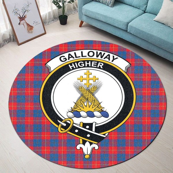 Scottish Tartan Galloway Red Clan Round Rug Crest Style