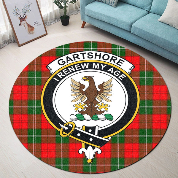 Scottish Tartan Gartshore Clan Round Rug Crest Style