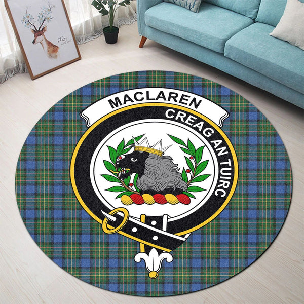 Scottish Tartan MacLaren Ancient Clan Round Rug Crest Style