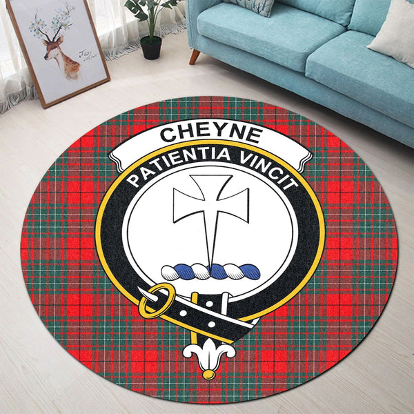 Scottish Tartan Cheyne Clan Round Rug Crest Style