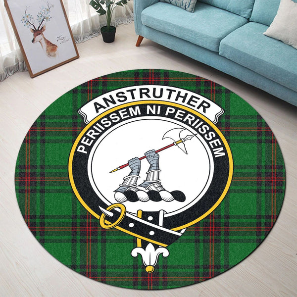 Scottish Tartan Anstruther Clan Round Rug Crest Style