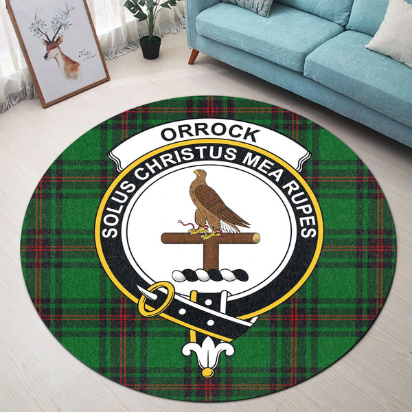Scottish Tartan Orrock Clan Round Rug Crest Style