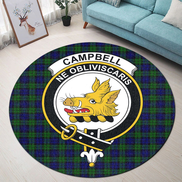 Scottish Tartan Campbell Modern Clan Round Rug Crest Style