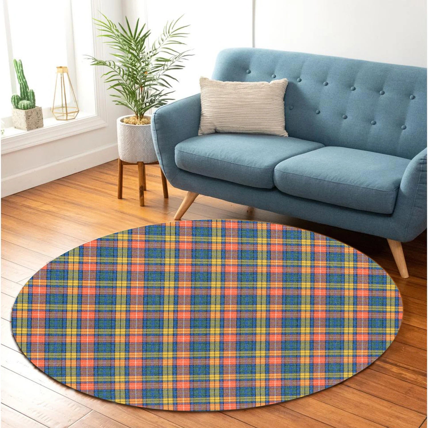 Scottish Tartan Buchanan Ancient Clan Round Rug