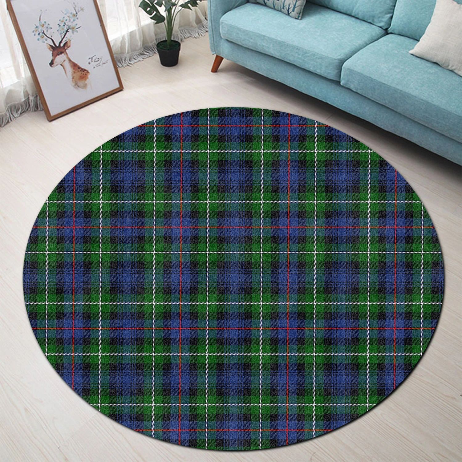 Scottish Tartan MacKenzie Modern Clan Round Rug