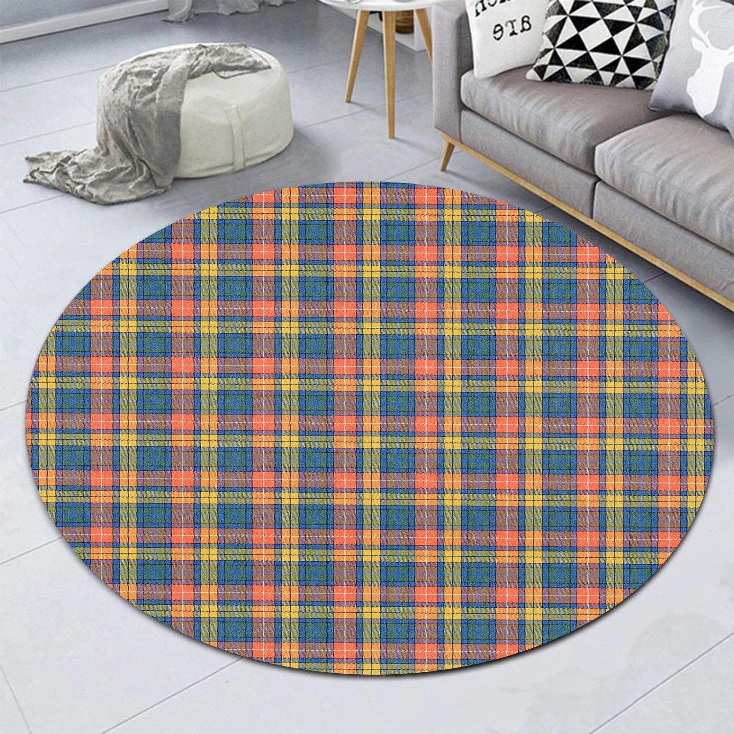 Scottish Tartan Buchanan Ancient Clan Round Rug