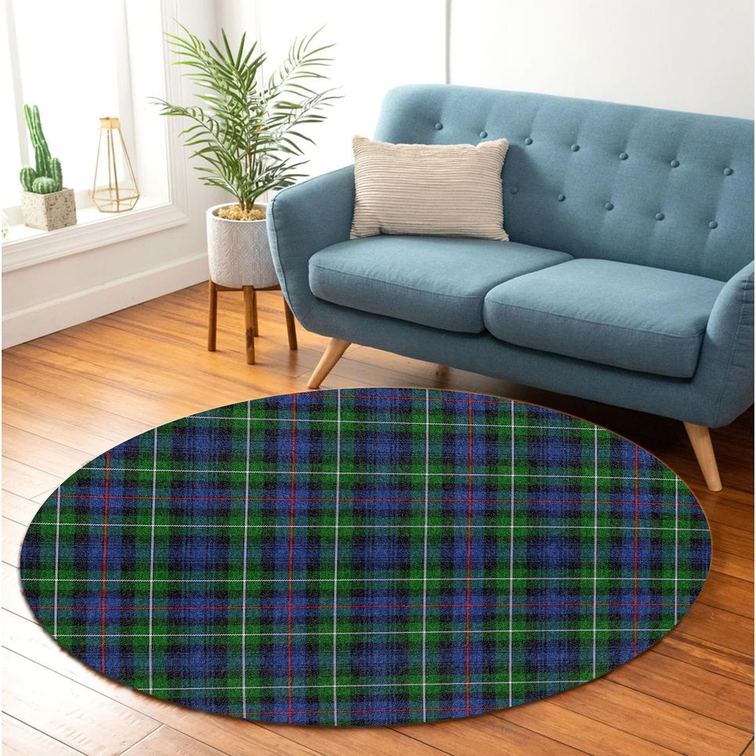 Scottish Tartan MacKenzie Modern Clan Round Rug