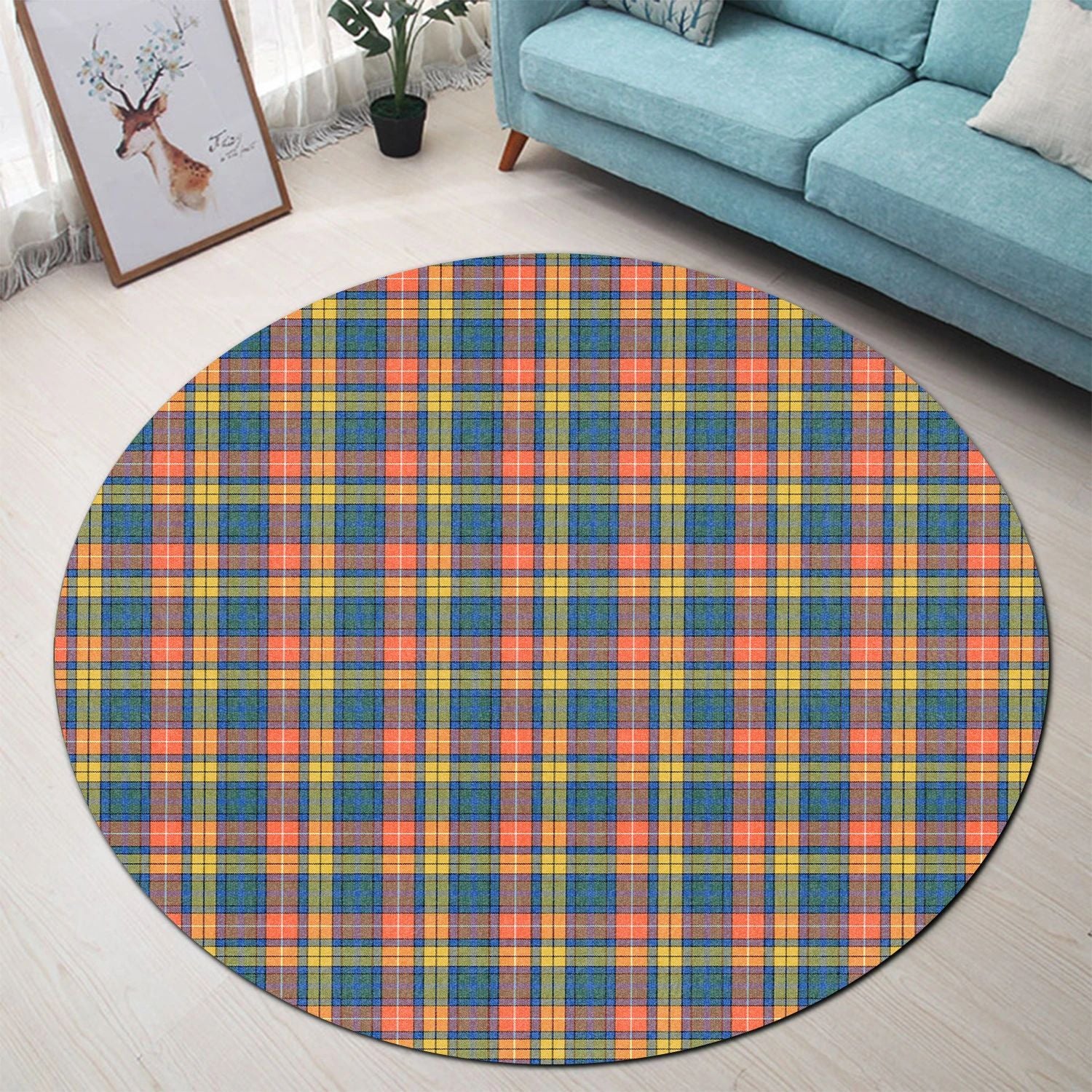 Scottish Tartan Buchanan Ancient Clan Round Rug