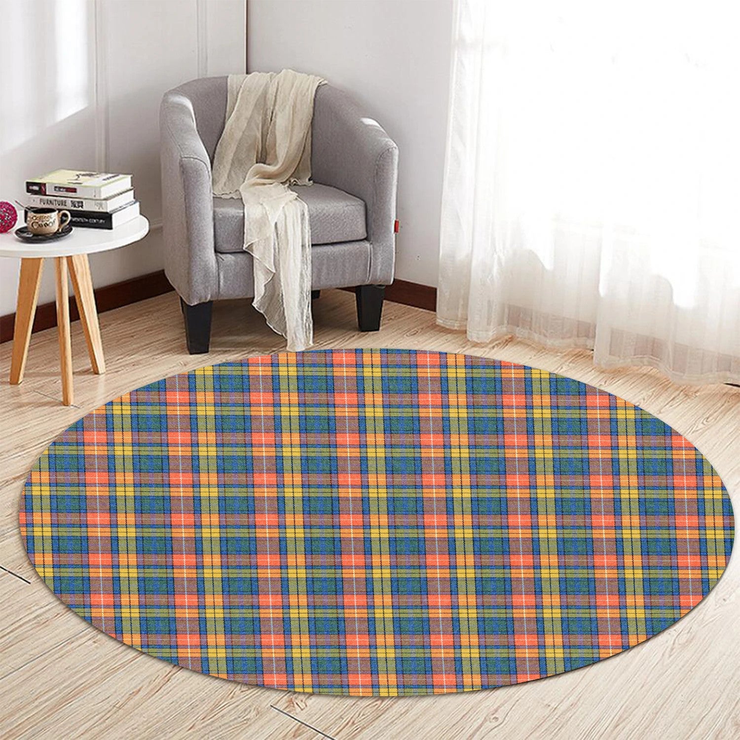 Scottish Tartan Buchanan Ancient Clan Round Rug