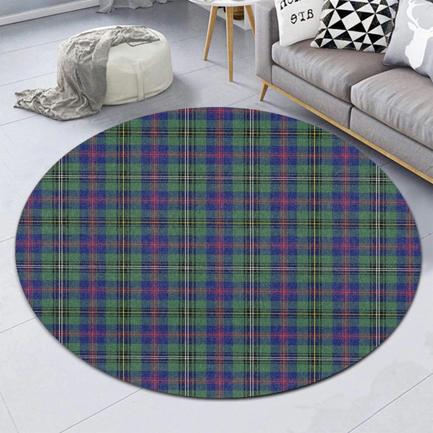 Scottish Tartan Wood Modern Clan Round Rug