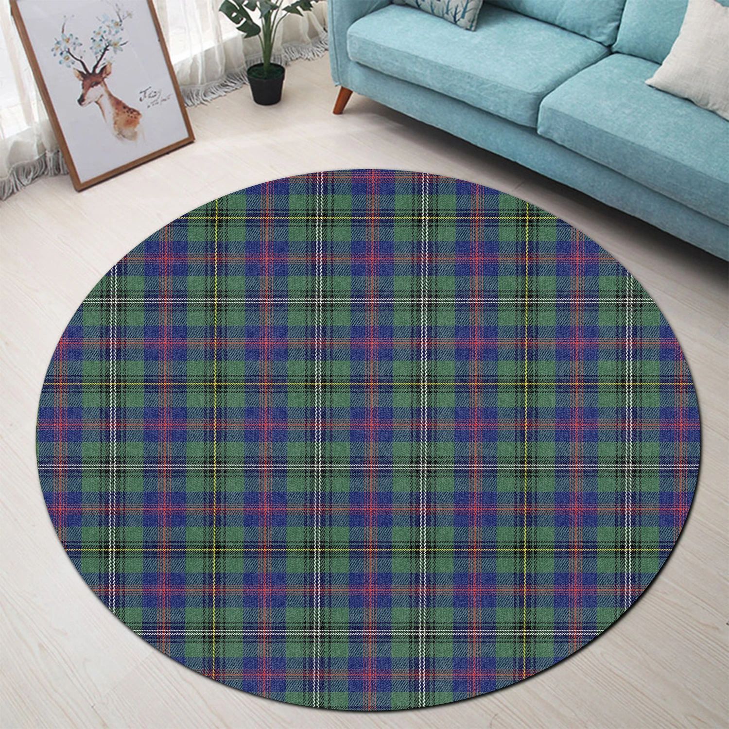 Scottish Tartan Wood Modern Clan Round Rug