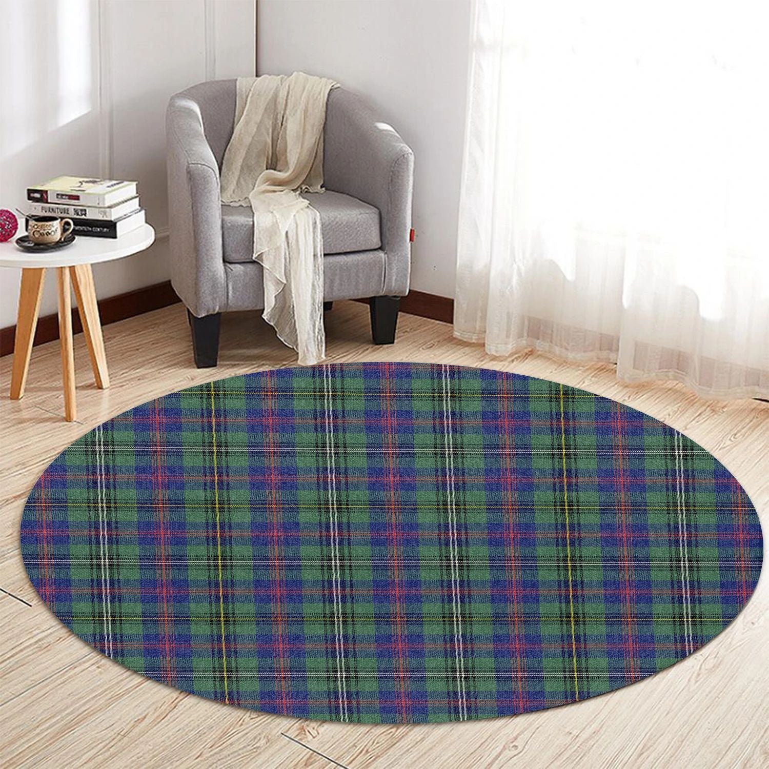 Scottish Tartan Wood Modern Clan Round Rug