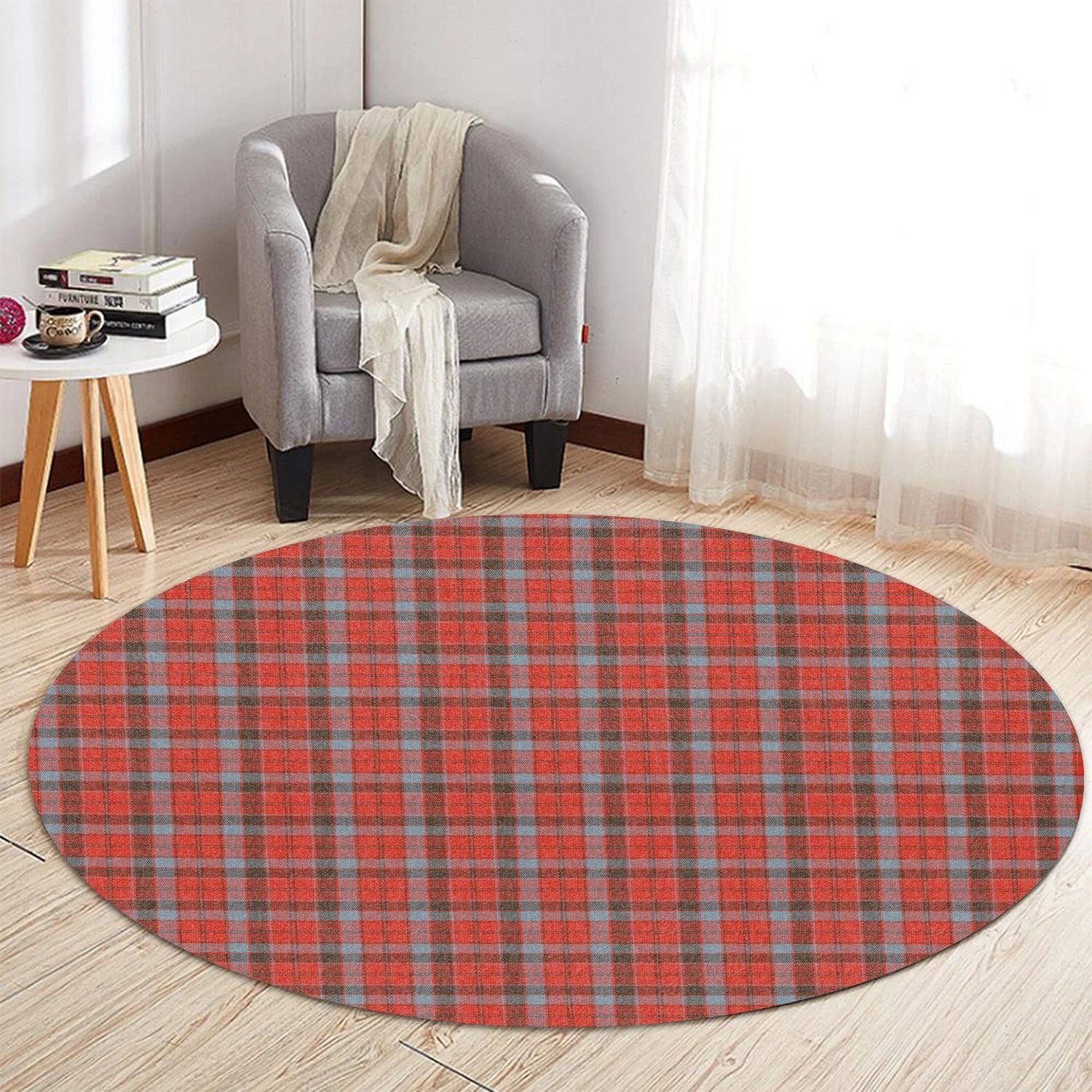 Scottish Tartan Robertson Weathered Clan Round Rug