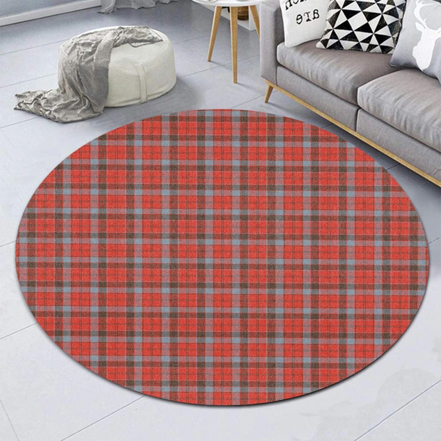 Scottish Tartan Robertson Weathered Clan Round Rug