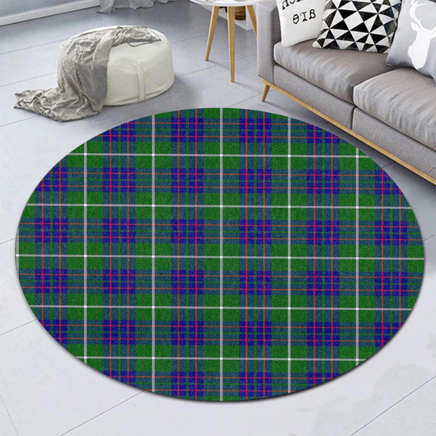 Scottish Tartan MacIntyre Hunting Modern Clan Round Rug