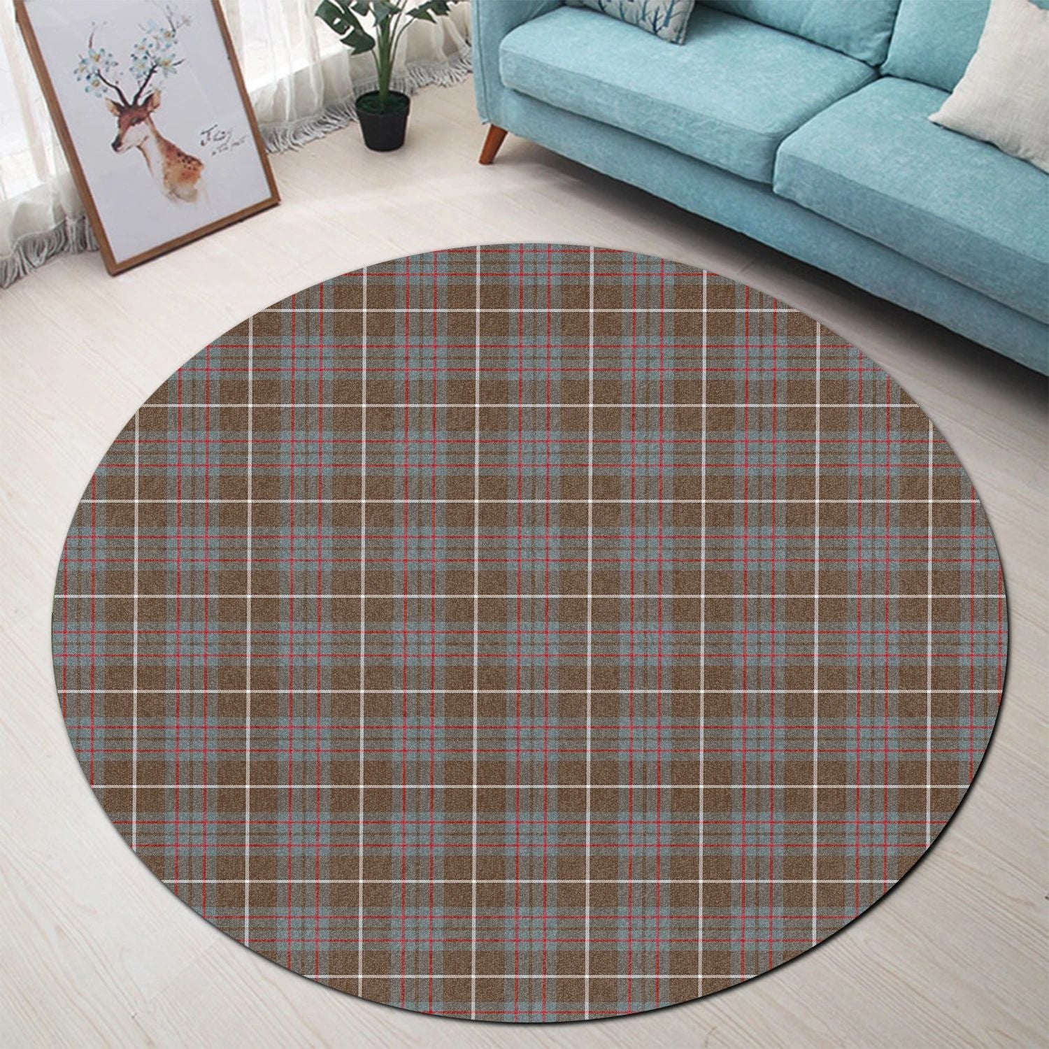 Scottish Tartan MacIntyre Hunting Weathered Clan Round Rug