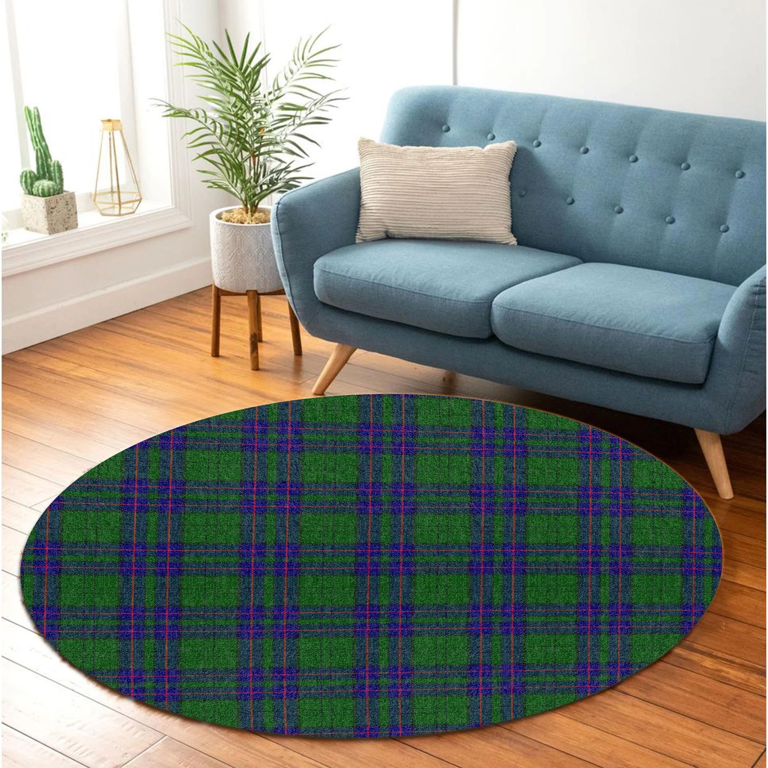 Scottish Tartan Lockhart Modern Clan Round Rug