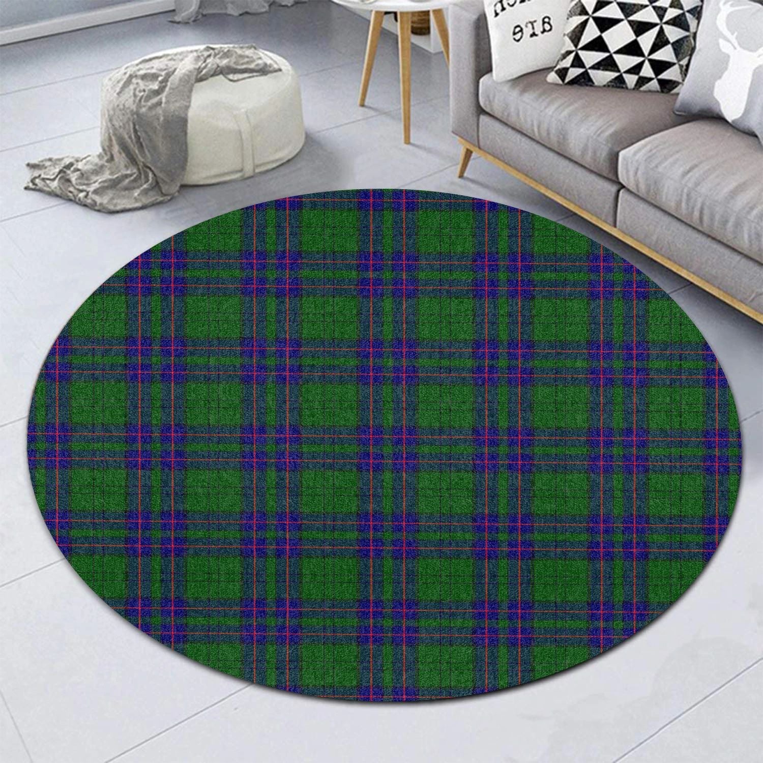 Scottish Tartan Lockhart Modern Clan Round Rug