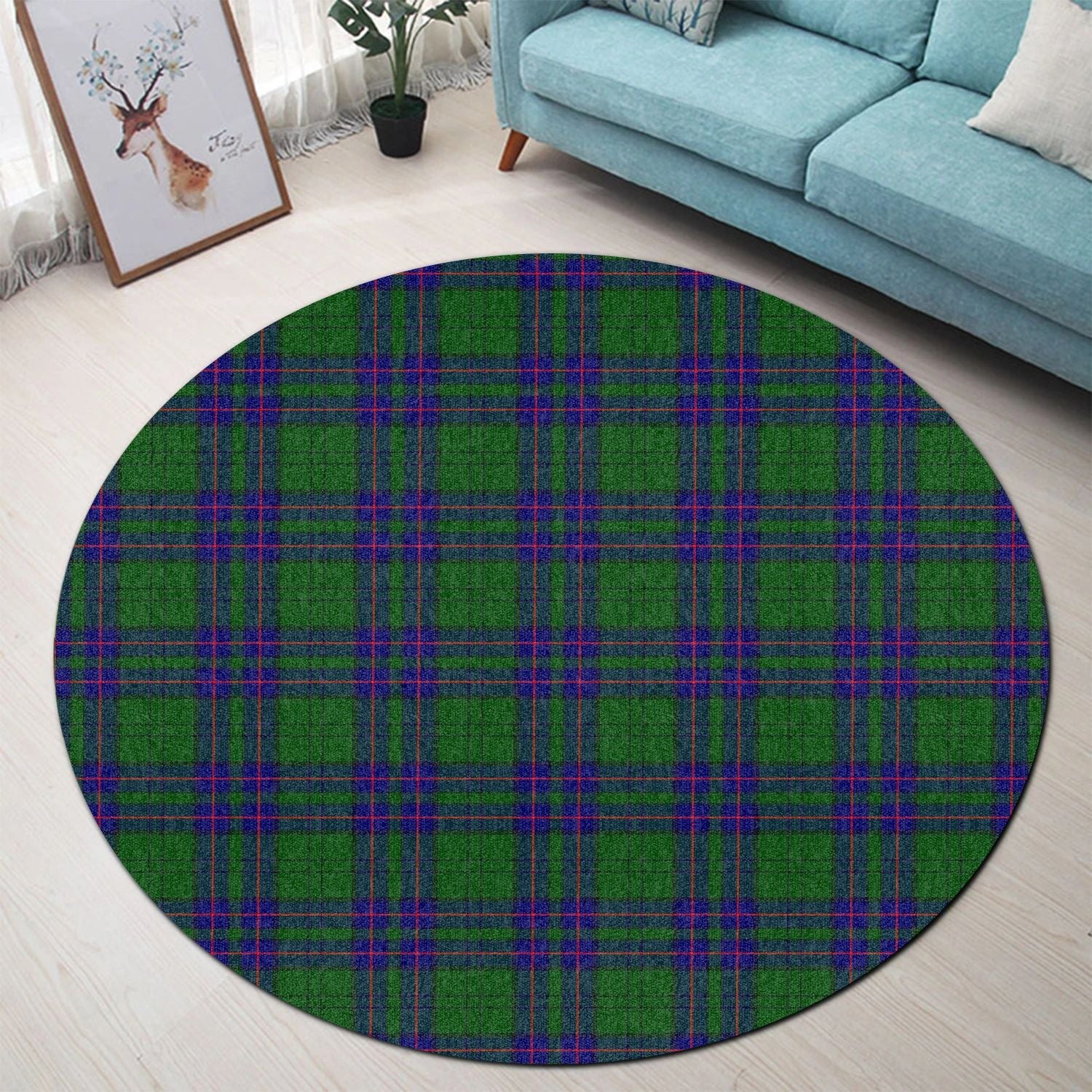 Scottish Tartan Lockhart Modern Clan Round Rug