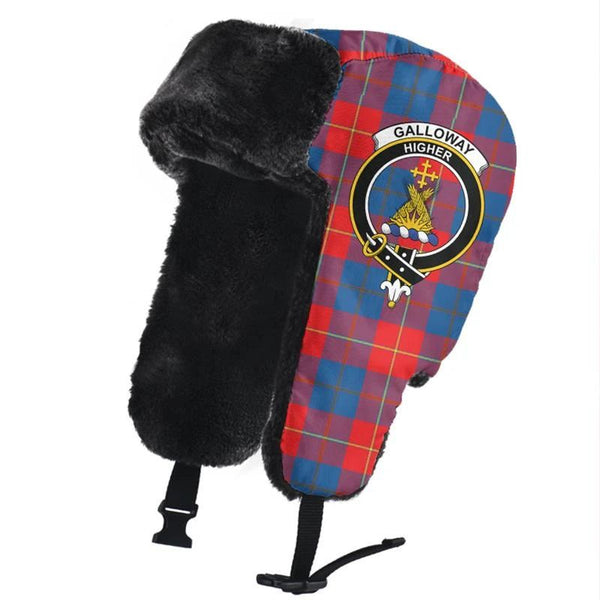 Galloway Red Tartan Crest Trapper Hat