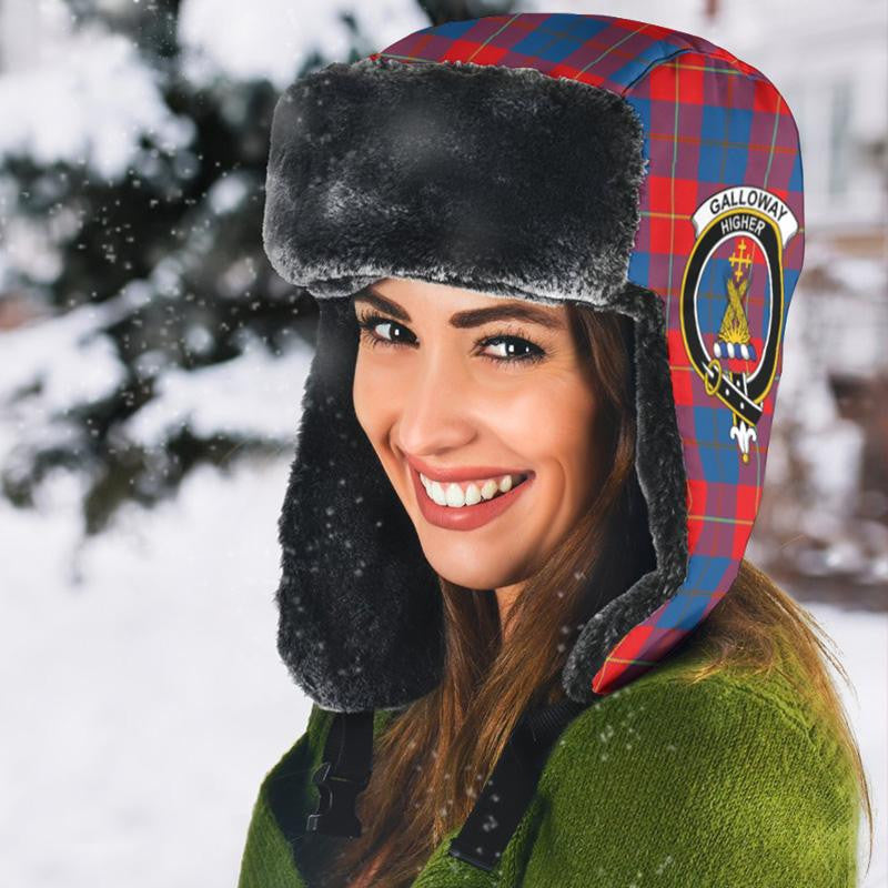 Galloway Red Tartan Crest Trapper Hat