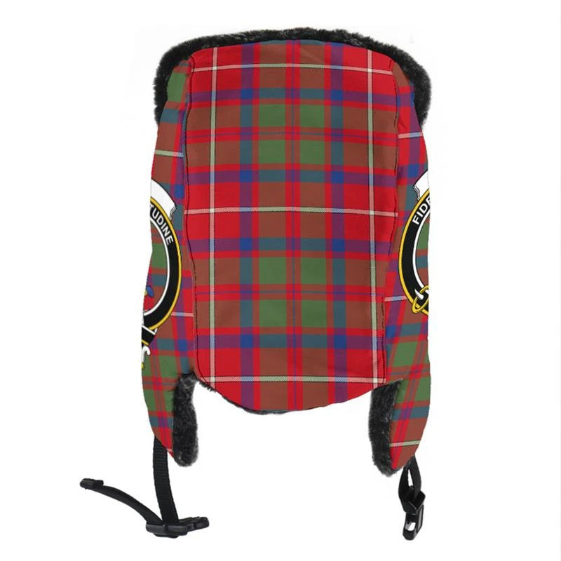 Shaw Red Modern Tartan Crest Trapper Hat