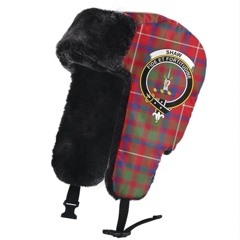 Shaw Red Modern Tartan Crest Trapper Hat