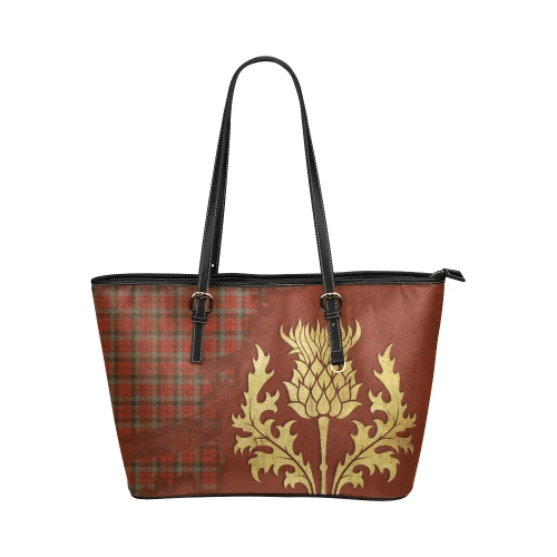 Robertson Weathered Tartan Leather Tote Bag Thistle Royal Style