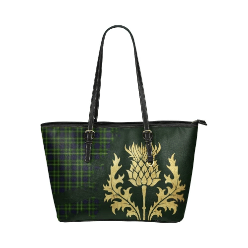 Campbell Of Breadalbane Modern Tartan Leather Tote Bag Thistle Royal Style