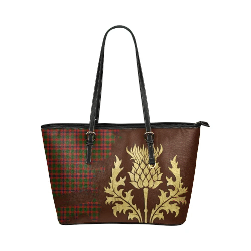 Skene Modern Tartan Leather Tote Bag Thistle Royal Style