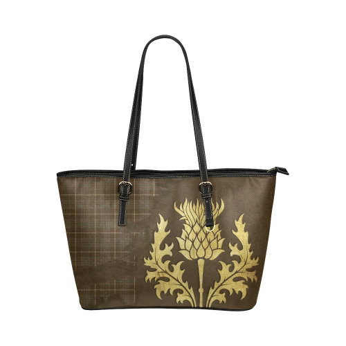 Macintyre Hunting Weathered Tartan Leather Tote Bag Thistle Royal Style