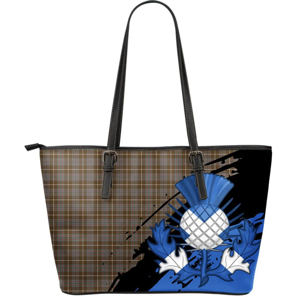 MacIntyre Hunting Weathered Tartan Leather Tote Bag Thistle Style