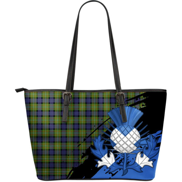 Fergusson Modern Tartan Leather Tote Bag Thistle Style