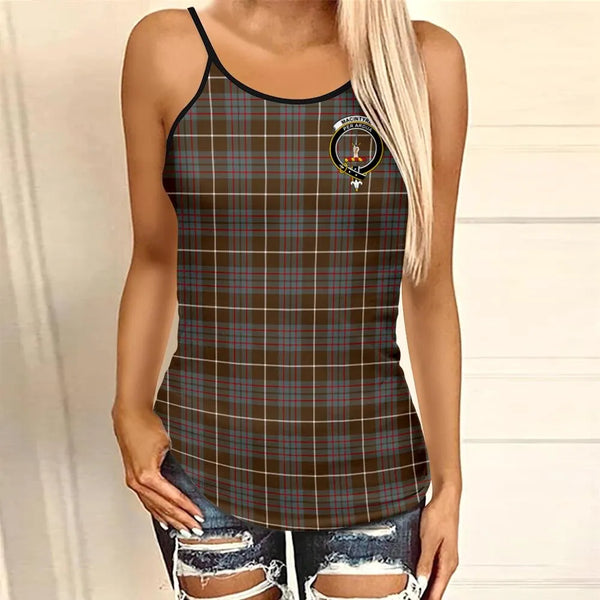 MacIntyre Hunting Weathered Tartan Crest Criss Cross Tank Top