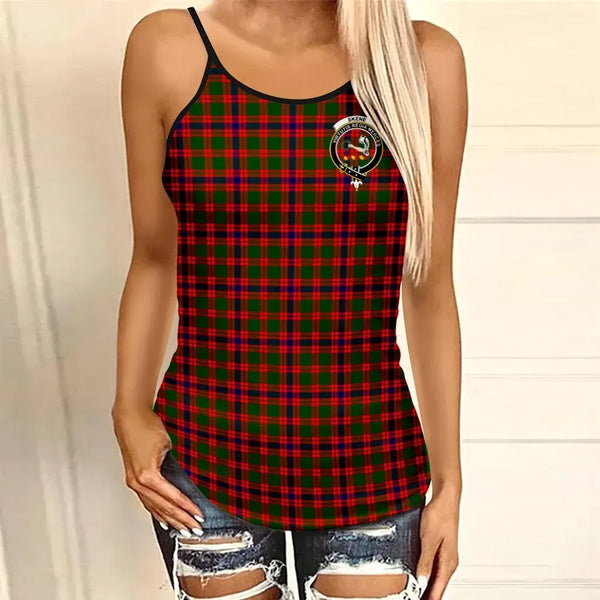 Skene Modern Tartan Crest Criss Cross Tank Top