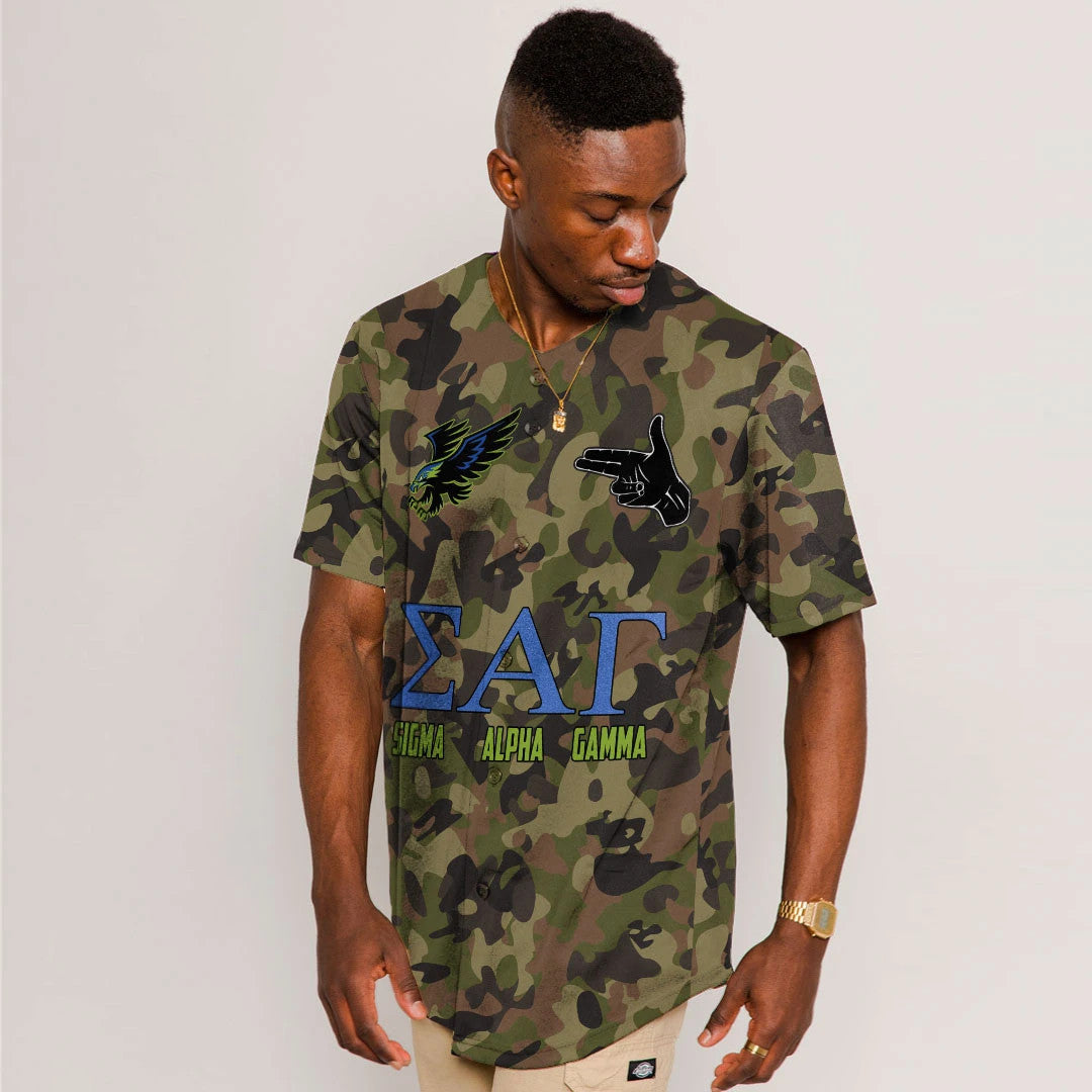 Baseball Jersey - Sigma Alpha Gamma Camo Baseball Jerseys A31