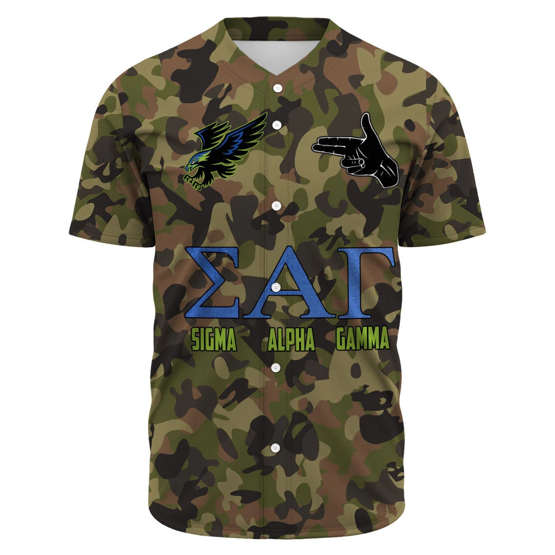 Baseball Jersey - Sigma Alpha Gamma Camo Baseball Jerseys A31