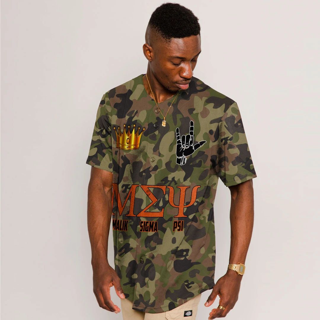 Baseball Jersey - Malik Sigma Psi Camo Baseball Jerseys A31