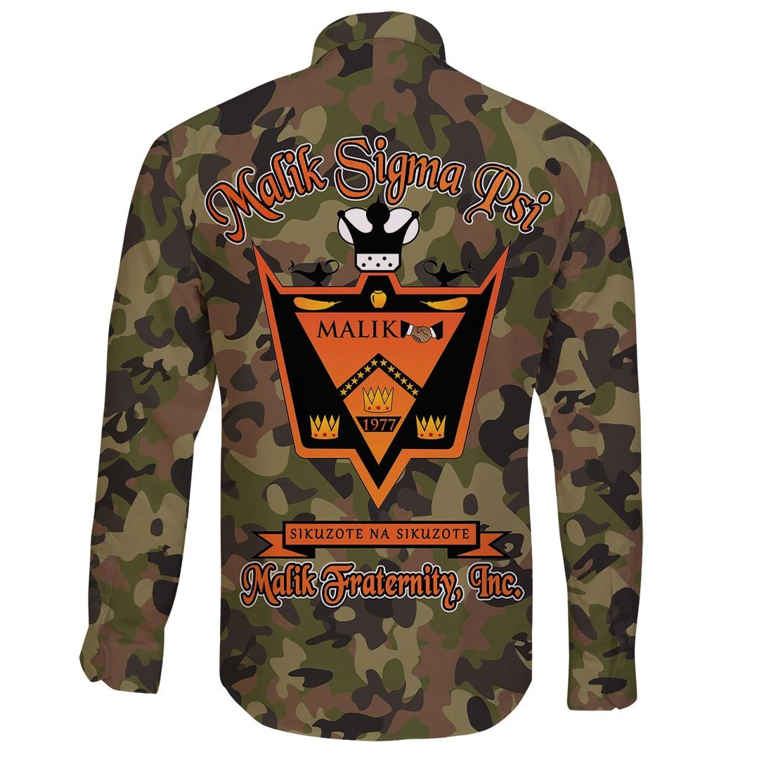 Shirt - Malik Sigma Psi Camo Long Sleeve Button Shirt