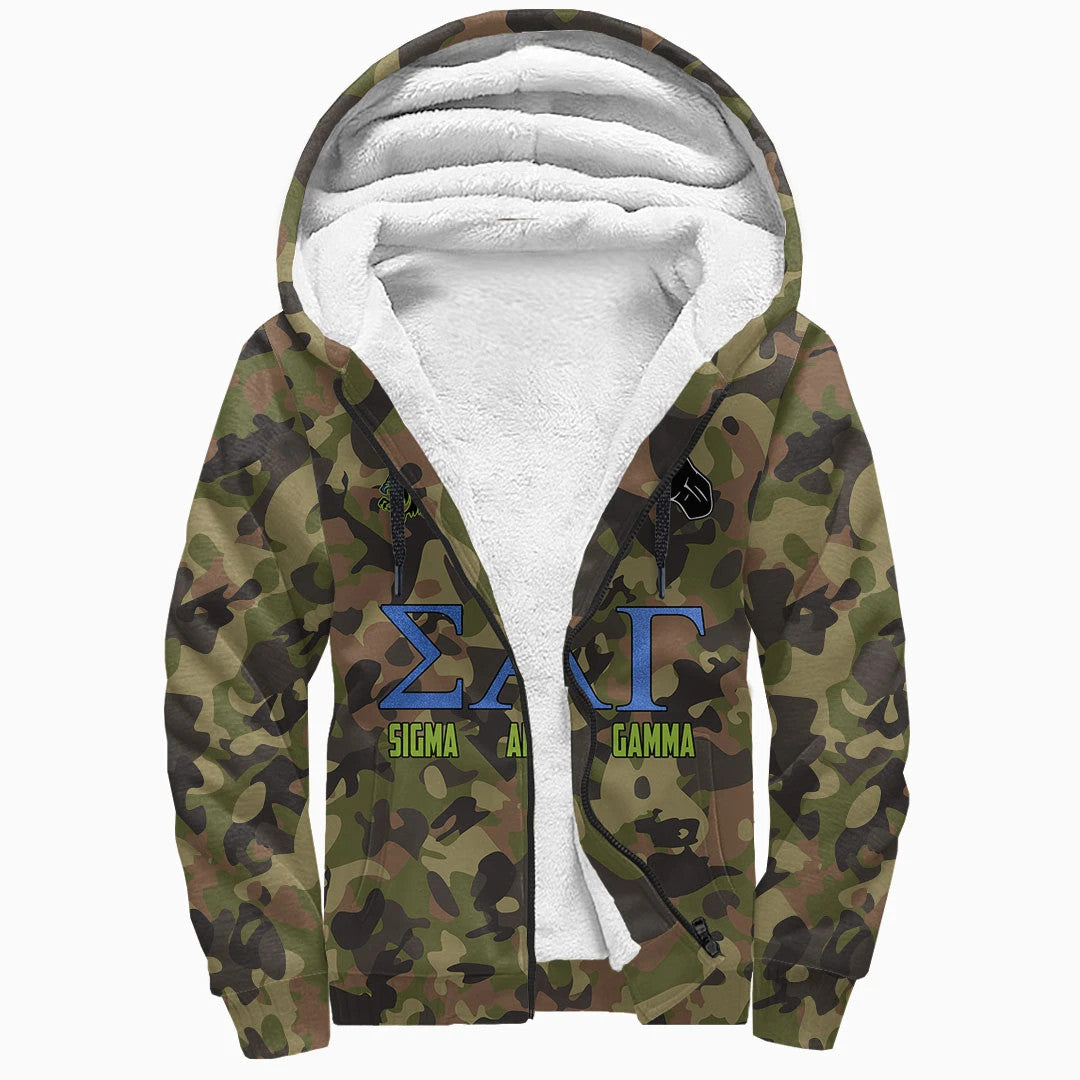 Hoodie - Sigma Alpha Gamma Camo Sherpa Hoodies